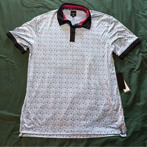 NWT Kenneth Cole Blue Golf Club Patterned Polo Shirt